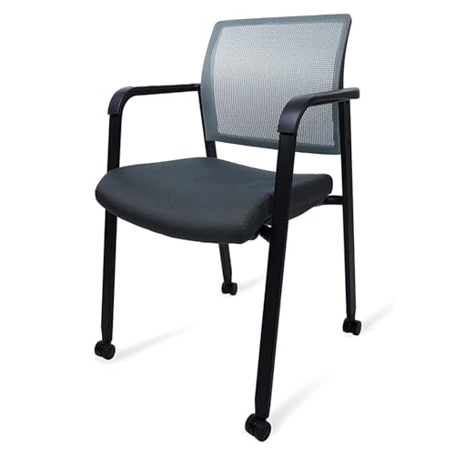 CLATINA Rolling Conference Room Chairs, 8 Pack Stackable Conference Room Chairs with Wheels and Paddle, Ergonomic Mesh Back and Arms for Meeting, Conference, Training Room & Home Office (Grey)