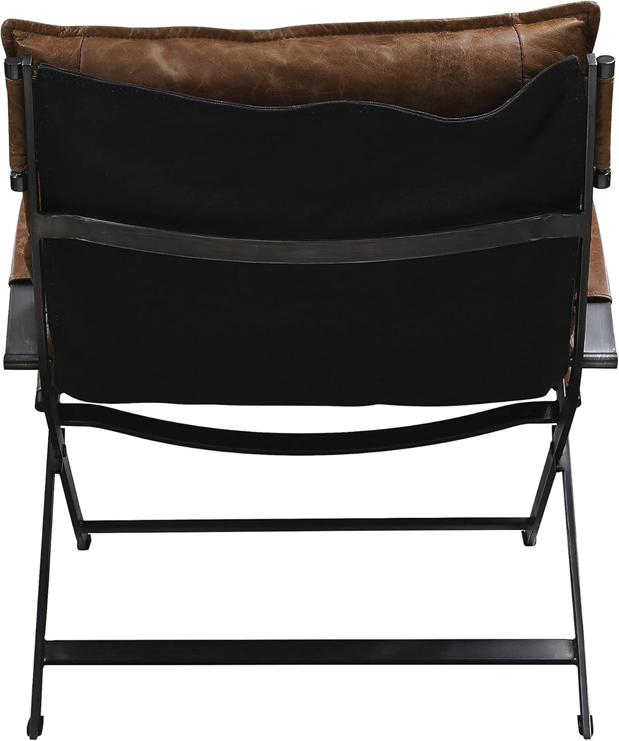 Acme Zulgaz Accent Chair in Cocoa Top Grain Leather and Matt Iron