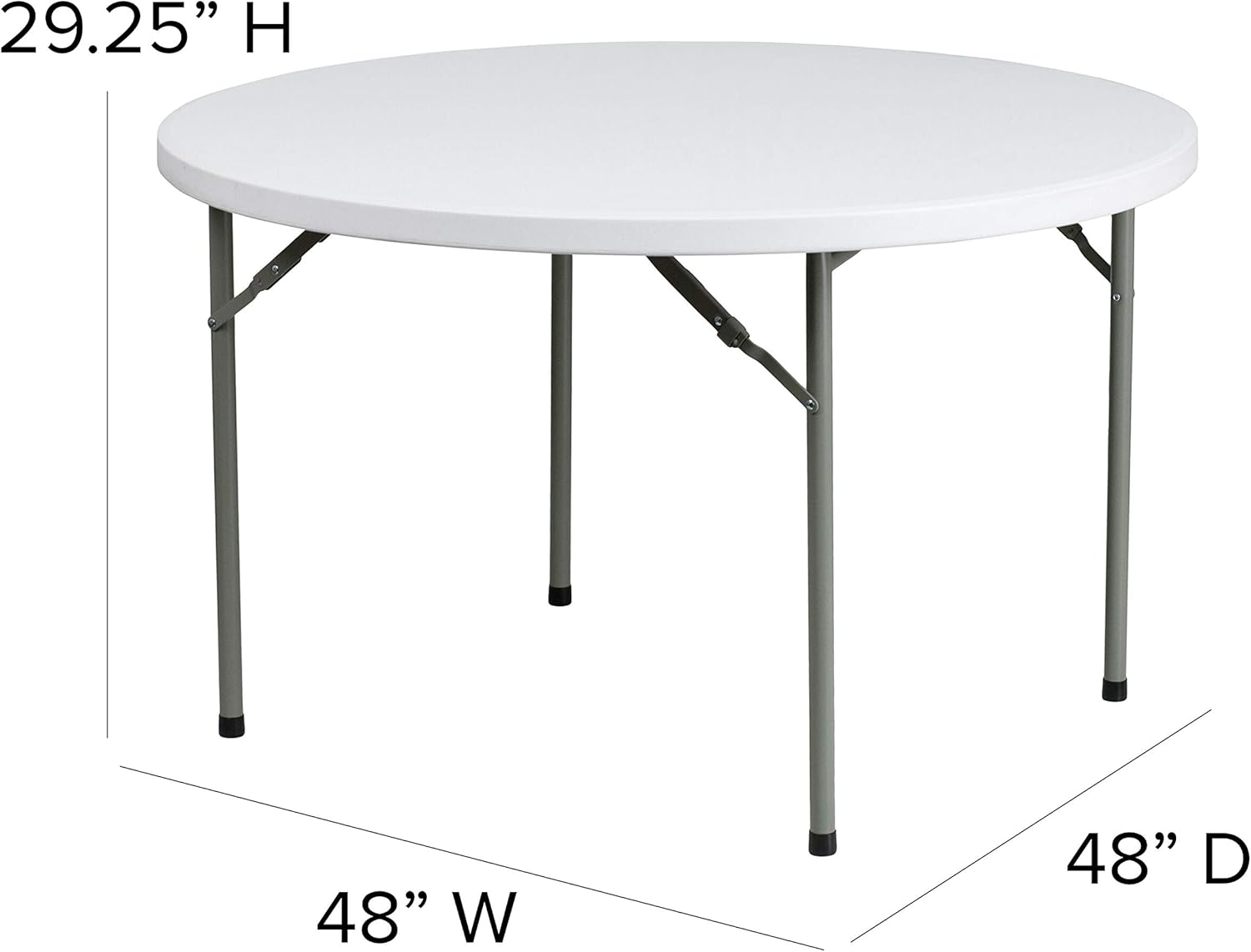 BizChair 4-Foot Round Granite White Plastic Folding Table - Banquet / Event Folding Table