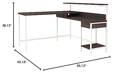 Signature Design by Ashley Camiburg Modern L-Shaped Home Office Desk, Warm Brown