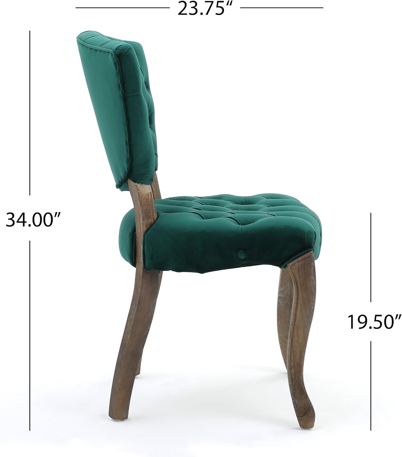 Christopher Knight Home Bates Tufted Velvet Fabric Dining Chairs, 2-Pcs Set, Dark Green