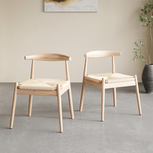 Soohow Dining Chairs Set of 2, Mid Century Modern Kitchen & Dining Room Chairs for Dining Room, Woven Rope Dining Table Chairs with Solid Wood Legs,