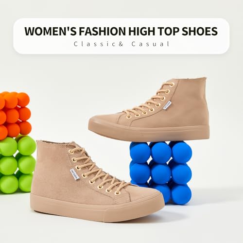 hash bubbie Women's High Top Sneakers Lace up Fashion Sneakers Canvas High Tops Shoes Tennis Shoe