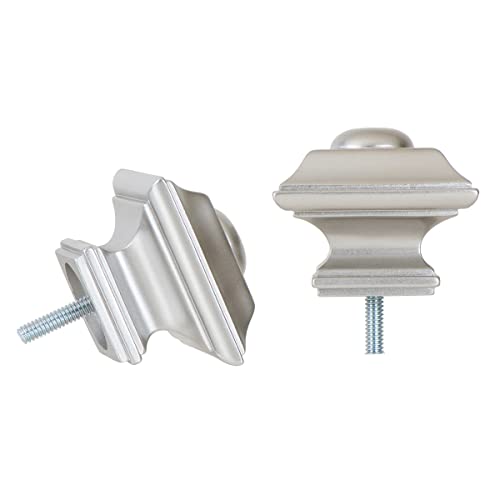 Ivilon Square Finials for Curtain Rods of 1 and 1-1/8 Inch Diameter Color Satin Nickel