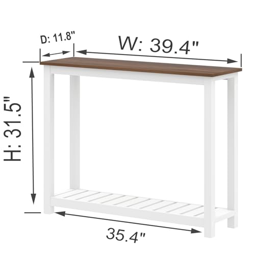 FOLUBAN Entryway Table, Farmhouse Narrow Console Table, Modern Wood Sofa Table for Living Room, Hallway, Behind Couch, Rustic White & Dark Gray