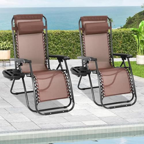 Zero Gravity Chair Outdoor Patio Chair Lounge Chair Chaise Recliners,Adjustable Foldable Anti Gravity Chaise Lounge Patio Beach Chair for Deck Beach Poolside Yard (BLUE)