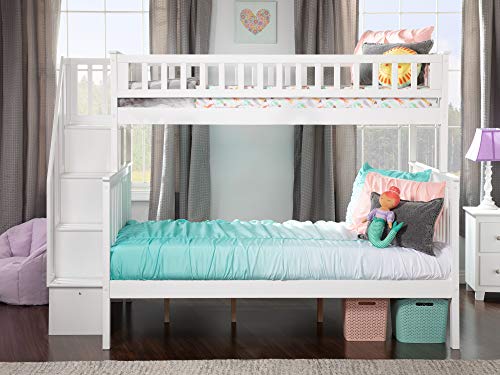Atlantic Furniture AB56704 Woodland Staircase Bunk Bed, Twin/Full, Walnut