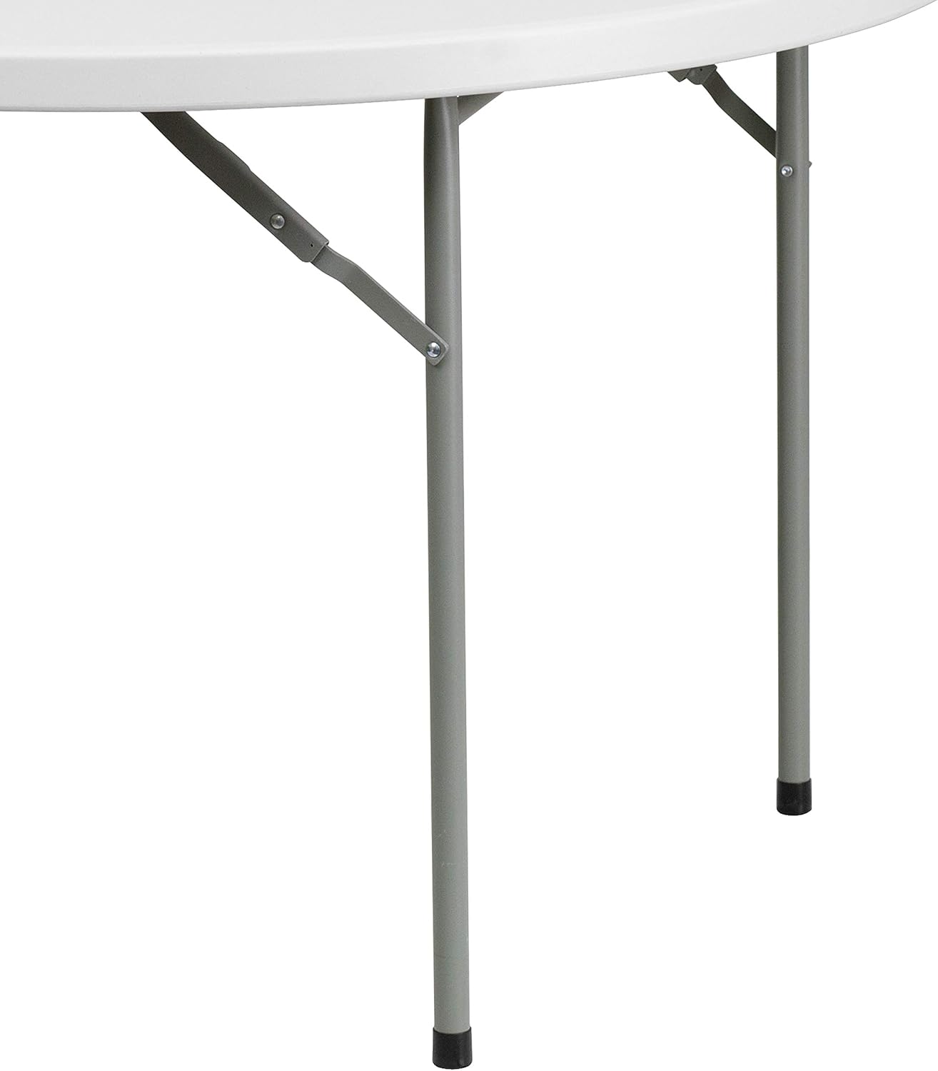 BizChair 4-Foot Round Granite White Plastic Folding Table - Banquet / Event Folding Table