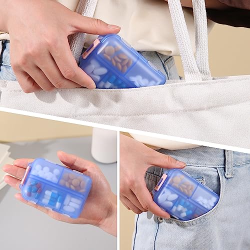 1Pack Travel Pill Organizer - 10 Compartments Pill Case, Compact and Portable Pill Box, Perfect for On-The-Go Storage, Pill Holder for Purse (Blue with 156 Stickers)