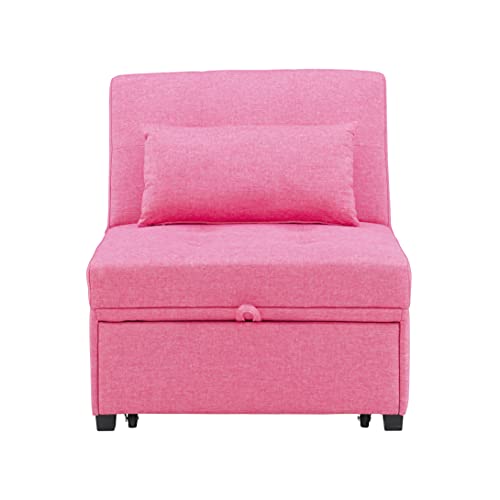 Powell Hot Pink Marnie Convertible Sofa Bed with Matching Roll Pillow