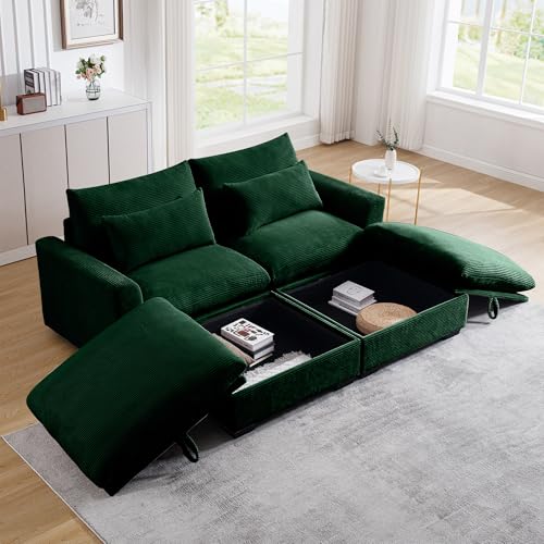 Ottomans for Modular Sectional Sofa, Corduroy Deep Seat Couch Ottomans Footrest to Combine with 2 Seater Sofa, 3 Seater Sofa and 4 Seater Sofa, Brown