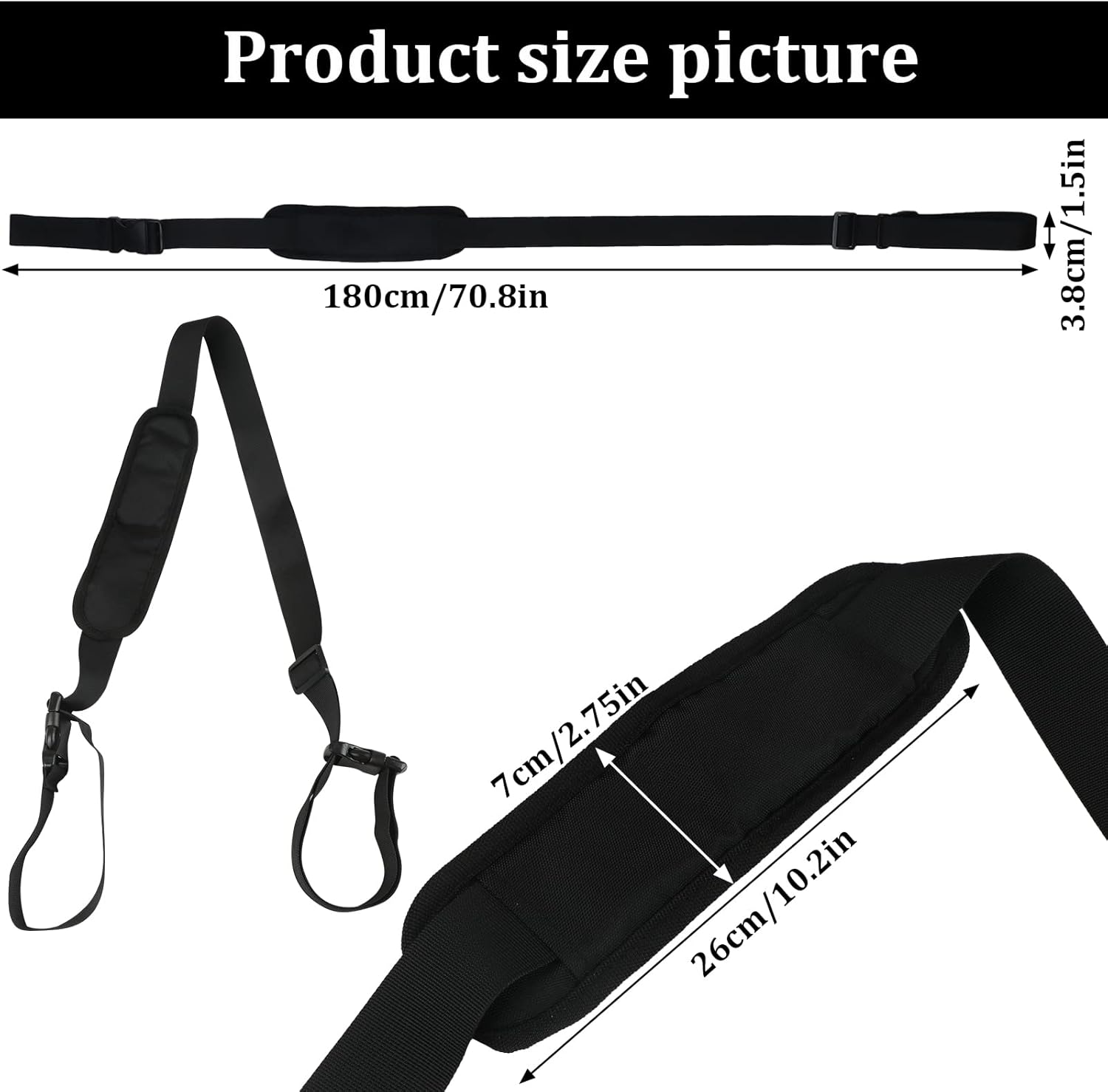 3 Pack Carry Strap for Beach Chair, Adjustable Beach Chair Backpack Straps, Universal Folding Chair Shoulder Strap Replacement for Beach, Camping, Backpacking, Picnics, Scooter, Foldable Bikes (Black)