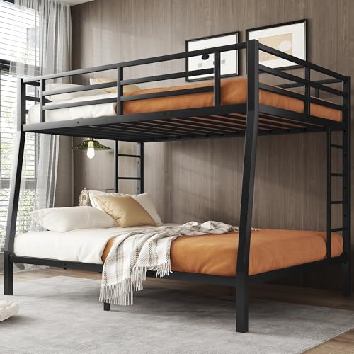 Bellemave Full Bunk Bed with Desk and Drawers, Full over Full, Black
