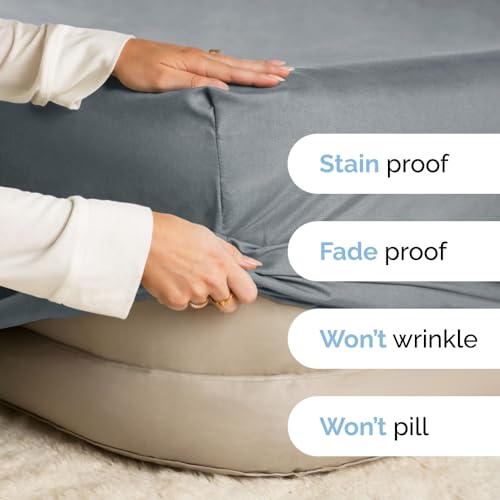 Extra Deep Queen Fitted Sheet - Hotel Luxury Single Fitted Sheet Only - Easily Fits 18 inch to 24 inch Mattress - Soft, Wrinkle Free, Breathable & Comfy Extra Deep Pockets Dark Grey Fitted Sheet