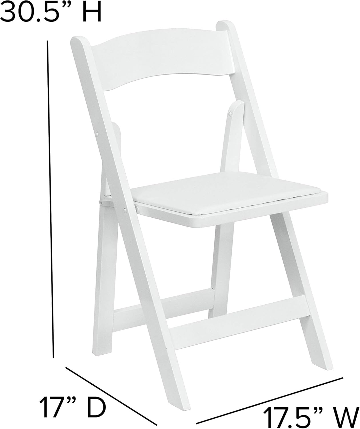 BizChair 4 Pack White Wood Folding Chair with Detachable Vinyl Padded Seat
