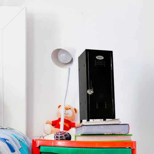 Mini Iron Lockers, Functional Safe Box Locker with Lock and Megnets, Miniature Storage Locker for Desk Bedroom Home Office School, Metal Little Locker Gift for Kids, Black