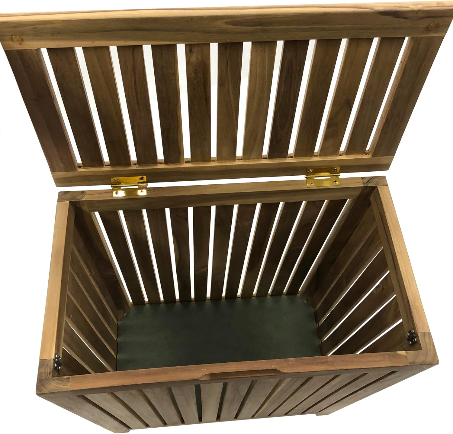 Genuine Teak Spa Style Hamper, Top Load Double Hinged Lid