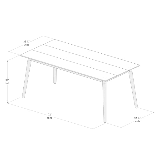 Plank+Beam 48 Inch Mid Century Modern Dining Table, Solid Wood Kitchen & Dining Room Table for 4, Minimalist Table for Dining Room, Rectangular Dinette Table, Walnut