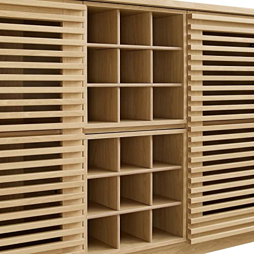 Modway Render Mid-Century Modern Wine Bar Cabinet in Oak, 17 x 46 x 37