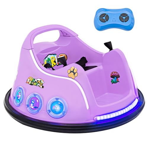Costzon Bumper Car for Kids, 12V Electric Ride on Bumper W/Remote Control, 360 Degree Spin, Flashing Lights, Built-in Music & Wireless Connection, Toddler Bumper Cars for Boys Girls 3-8 Gift (Blue)