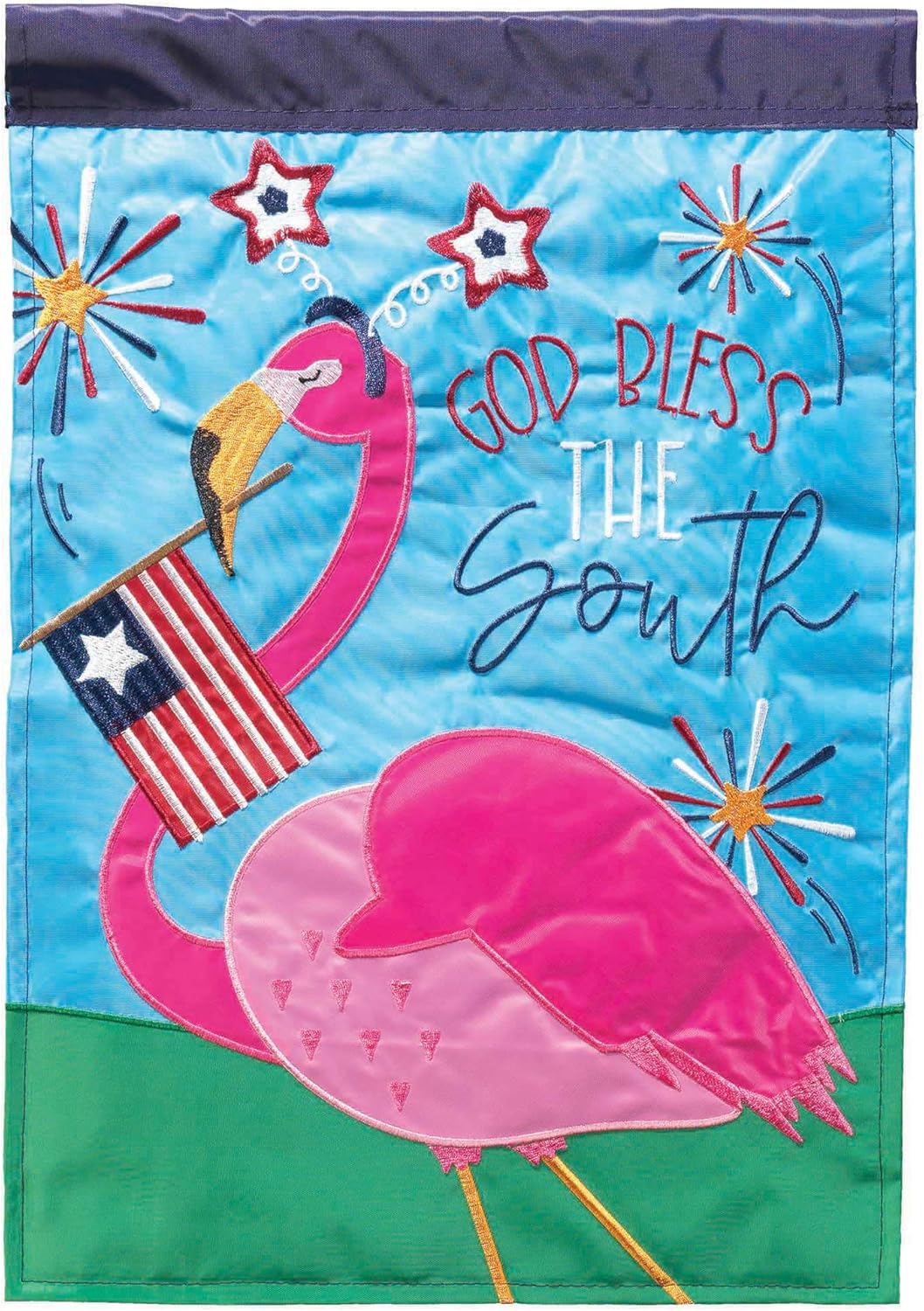Magnolia Garden God Bless South Patriotic Flamingo 29 x 42 Inch Polyester Garden Flag