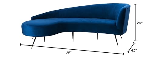 Safavieh Couture Home Evangeline Modern Glam Navy Velvet and Black Parisian Sofa