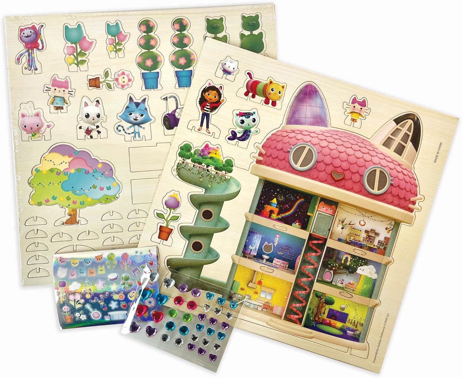 Tara Toys DreamWorks Gabby's Dollhouse Wood Dollhouse Activity - Toddler Building Puzzles for Girls - Wooden Toy Set Games for Kids Ages 3 and Up