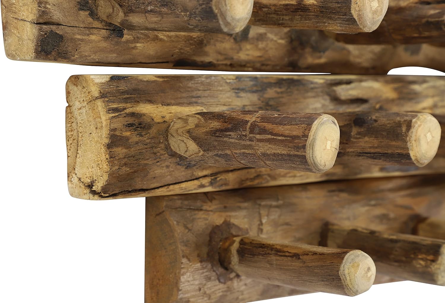 Deco 79 Rustic Teak Wood Solid Wall Hook, Set of 3 32