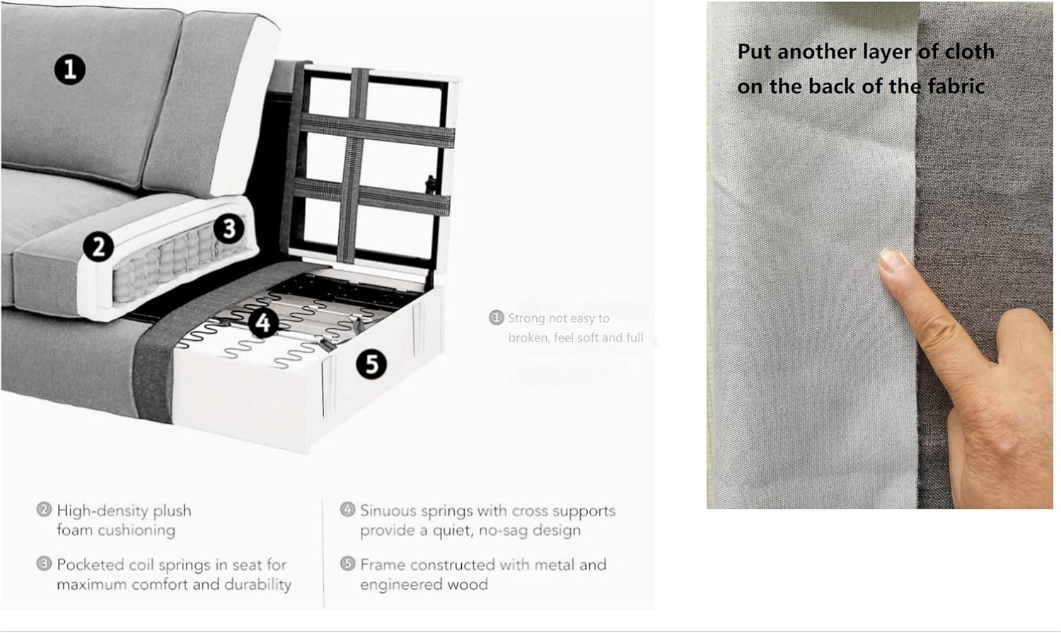 137'' Reversible Flexible Combination Modular Sofa Couche with Ottoman Sectional, Cream
