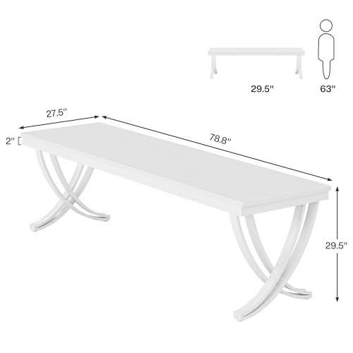 Tribesigns 2-Person Home Office Desk,78.7-Inch Extra Long Desk,Large Double Computer Desk for Home Office, Work Desk for Two People with Stylish Legs (White)