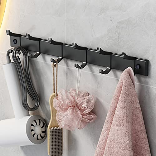 Coat Rack Wall Mount,Black Wall Coat Rack with 5 Hooks,Coat Hanger Wall Mount 2 Pack,Wall Mounted Coat Rack for Entryway,Bathroom,Kitchen,36cm