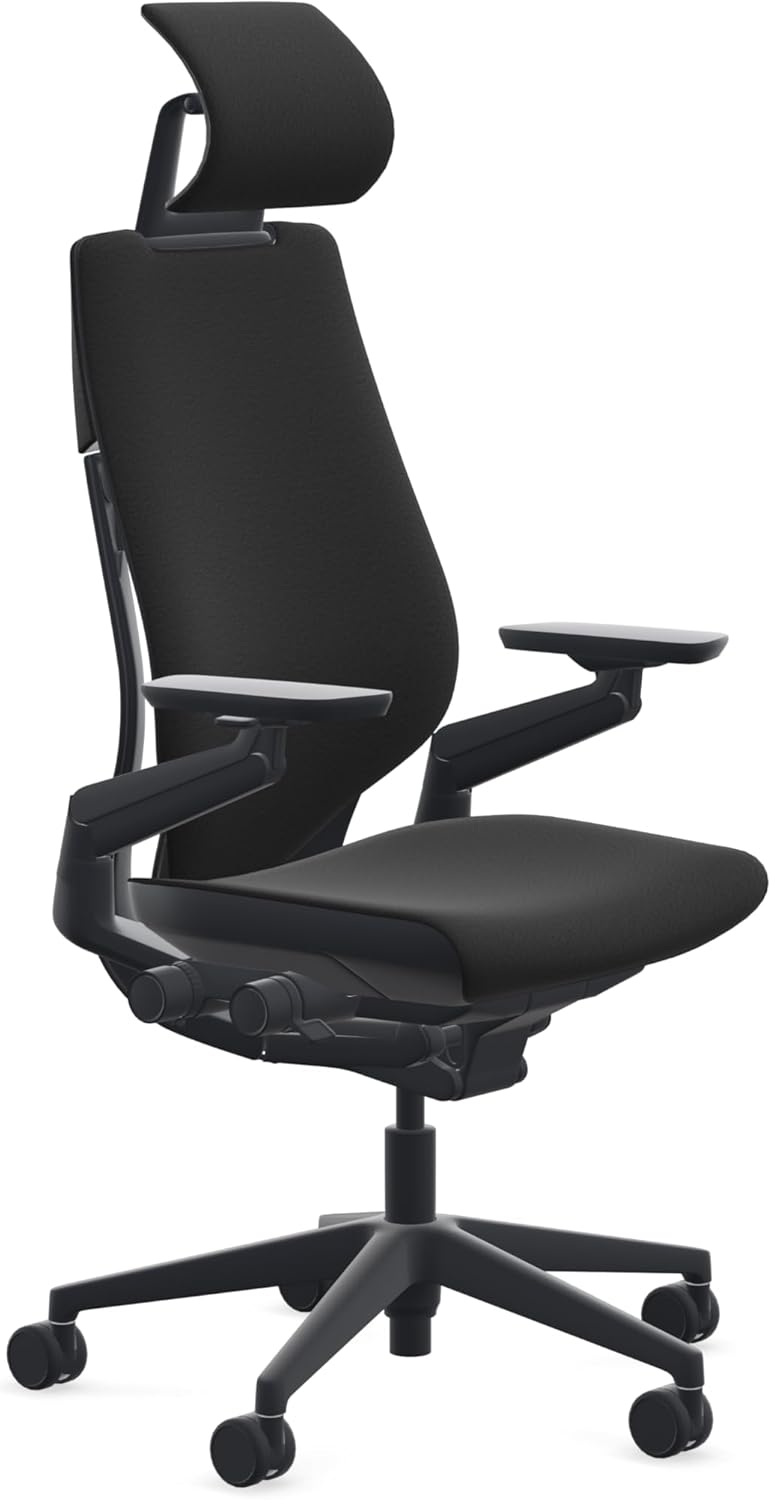 Steelcase Era Onyx Gesture Wrapped Back + Headrest Hard Casters