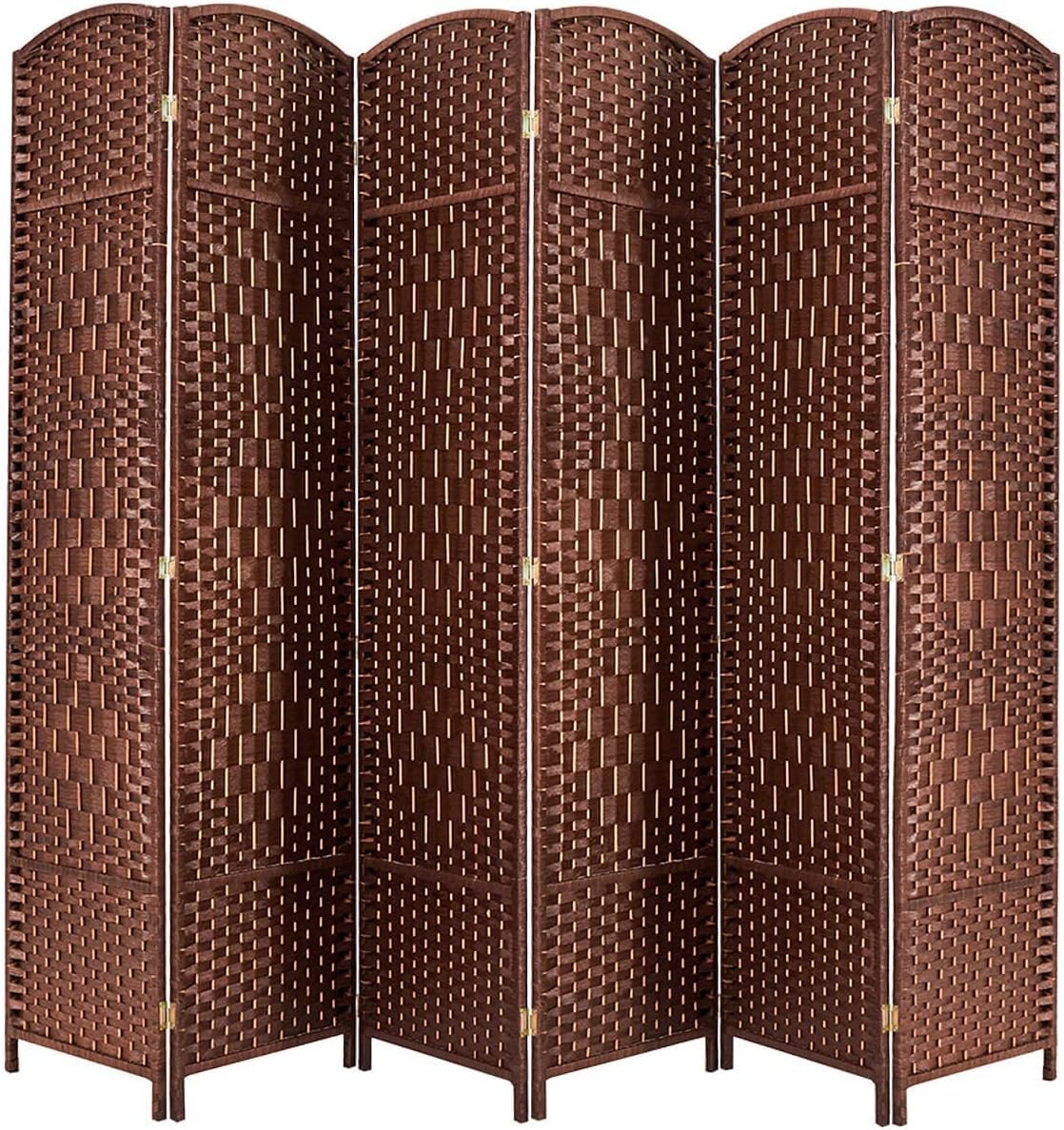 Room dividers 6 ft Folding Privacy Screen, Tall Extra Wide Partition Foldable Panel Wall Divider(Brown, 6 Panel)