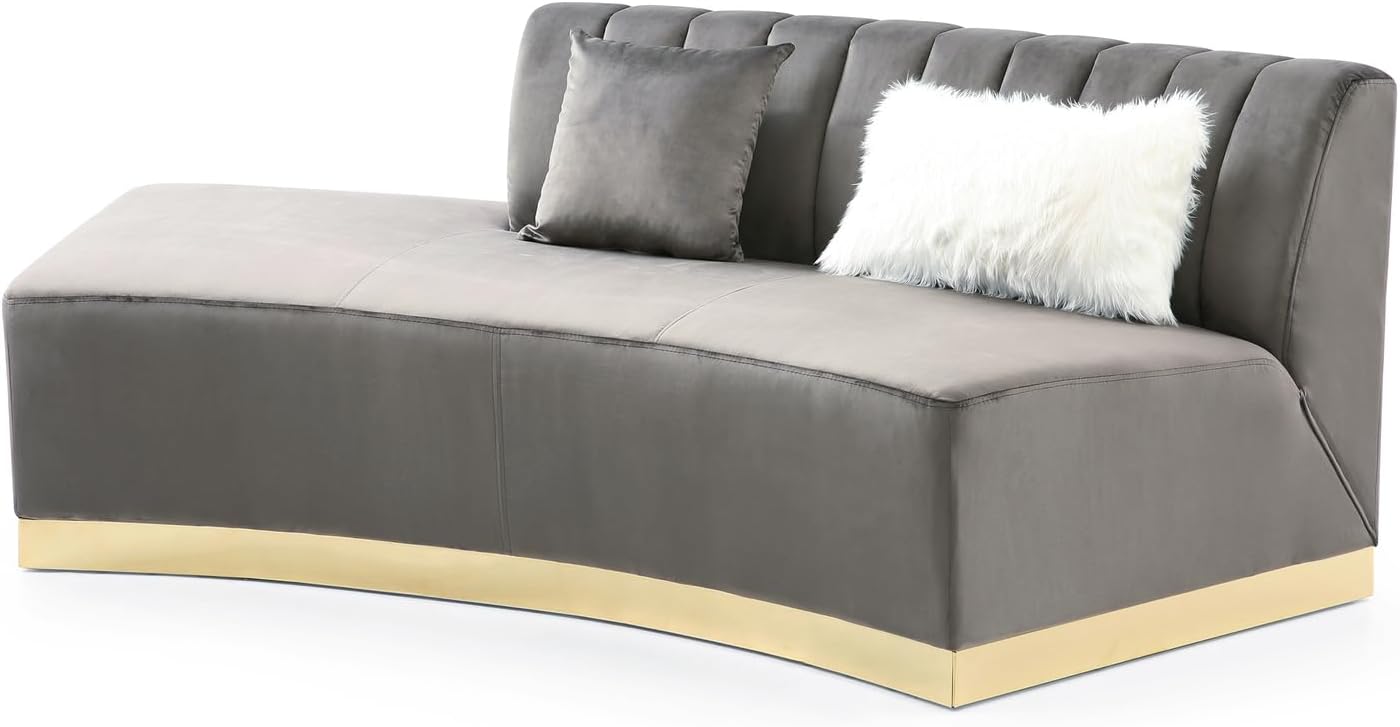 Brentwood Dark Gray Armless Velvet Curved Sofa PF-G0430-SCH