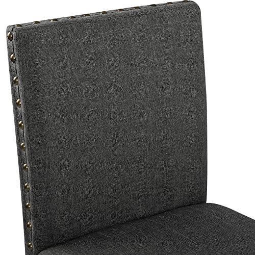 GOTMINSI Nailhead 24 Inches Counter Height Stools Upholstered Bar Stools with Solid Wood Legs, Set of 2 (Beige)