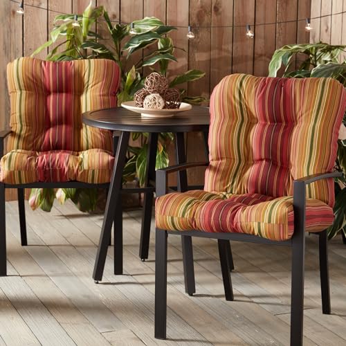 Greendale Home Fashions Outdoor Reversible Tufted Dining Chair Cushion, Foliage 2 Count