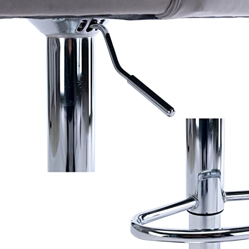 Guyou Modern Velvet Adjustable Bar Stools Chrome Base Set of 6, Upholstered 26 Inch Counter Height Bar Stools with Back and Armrest Swivel Kitchen Island Stools (Cream)