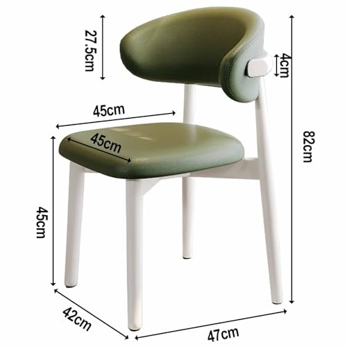 N/A Set of 4 Mid-Century PU Dining Chairs with Natural Oak Finished Rubberwood Frame, with Curved Backrest, for Living Room, Reception, Kitchen,J
