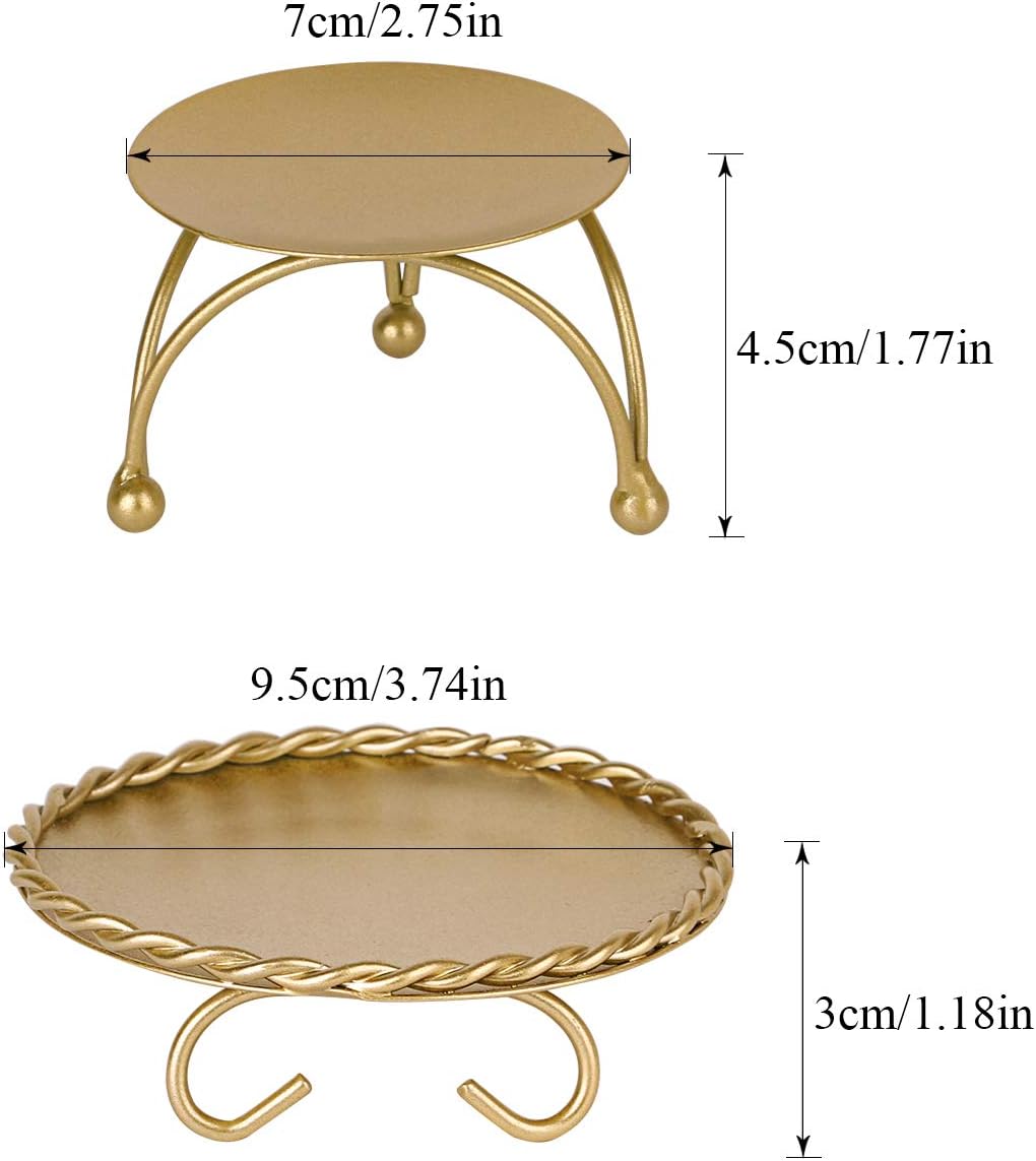 dedoot Candle Holder, Gold Candle Holders Set of 2 Decorative Handmade Iron Pillar Plate Candle Holder Centerpiece Fit LED & Wax Candles, Pedestal Candle Stand for Wedding, Spa, Dinner Tables