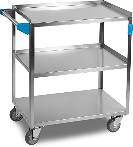 Carlisle FoodService Products Stainless Steel 3 Shelf Utility Cart, 15.5