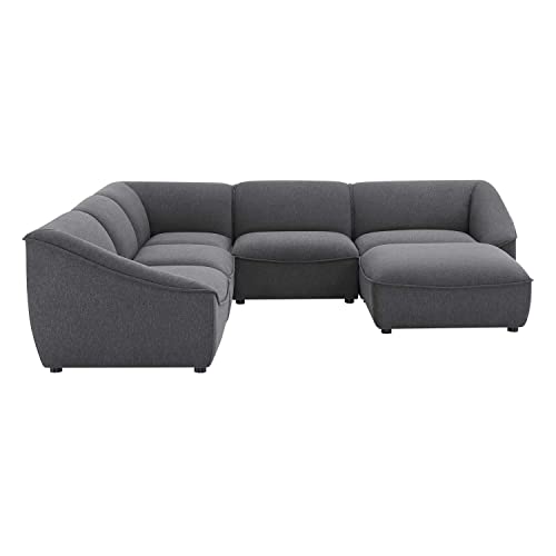 Modway Comprise Fabric Upholstered Sectional Sofa, 8-Piece Set, Light Gray