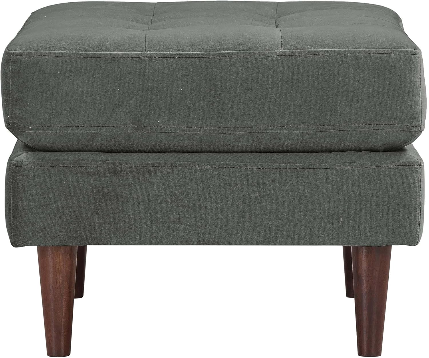 TOV Furniture Cave Ash Gray Velvet Upholstered Ottoman