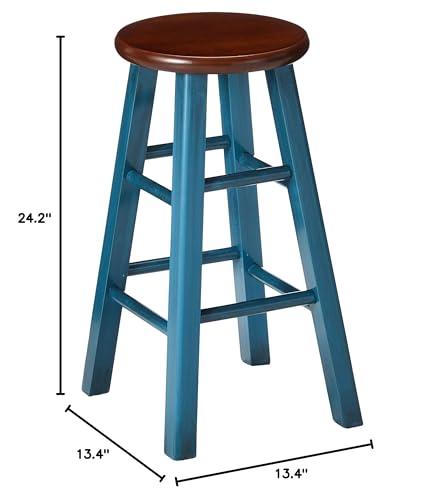 Winsome Wood Ivy Stools Rustic Teal/Walnut and Rustic Light Blue/Walnut