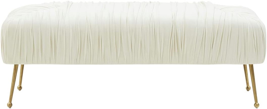 TOV Furniture Jessica Cream Velvet Bench