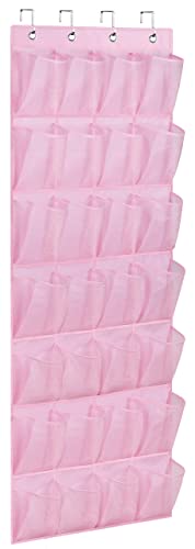 AOODA 28 Mesh Large Pockets Over The Door Shoe Organizer, Hanging Shoe Organizer for Closet Door Shoe Rack Hanger Holder, Black