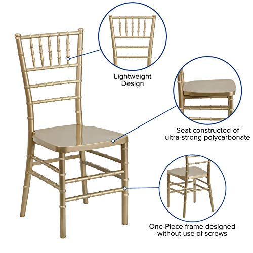 EMMA + OLIVER Gold Resin Stacking Chiavari Chair