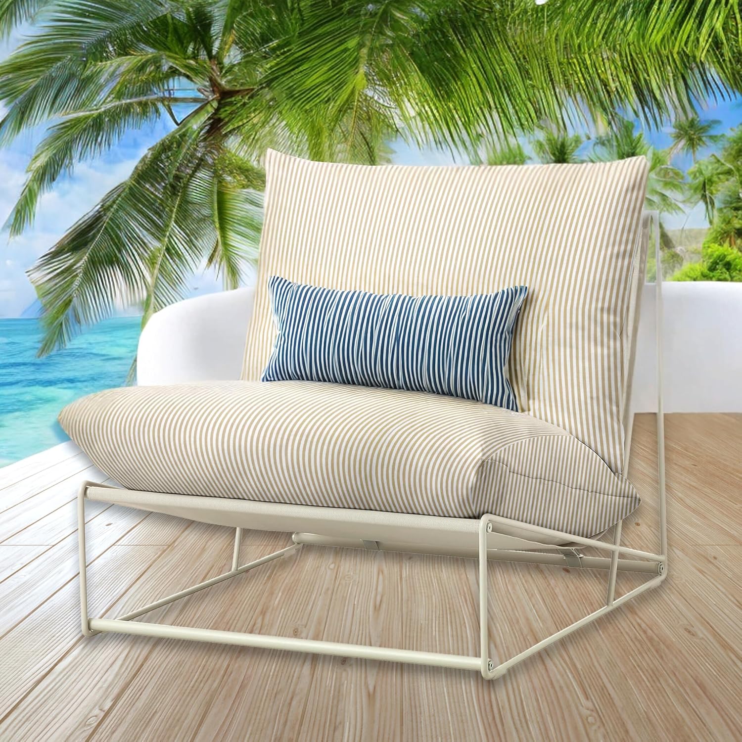 Beige Stripe Havsten Outdoor Slip Covers