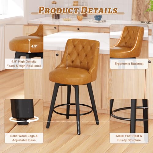 Sunny Heart Swivel Bar Stools with Backs,30