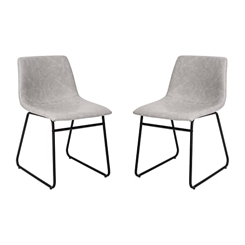 Merrick Lane Carrollton Bar Height Bucket Seat Stools - Light Gray/Gold Frame - Faux Leather - 18 inch - Set of 2