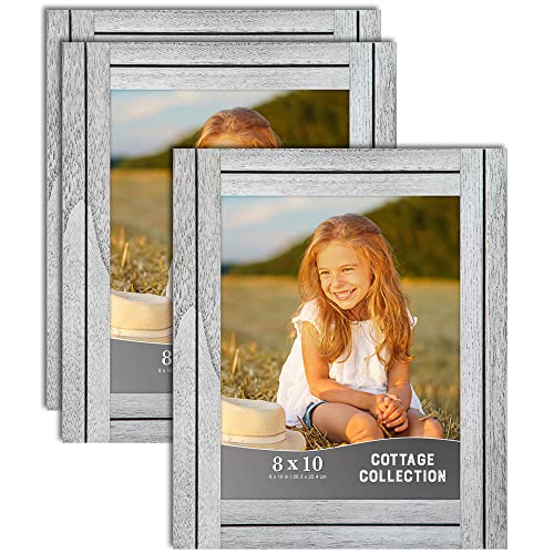 Icona Bay 8x10 (20x25 cm) Picture Frames (Creamery White, 6 Pack), Rustic Picture Frame Set, Natural Real Wood Frames, Cottage Collection